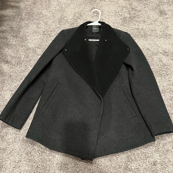 Theory - charcoal grey pea coat - Picture 1 of 1
